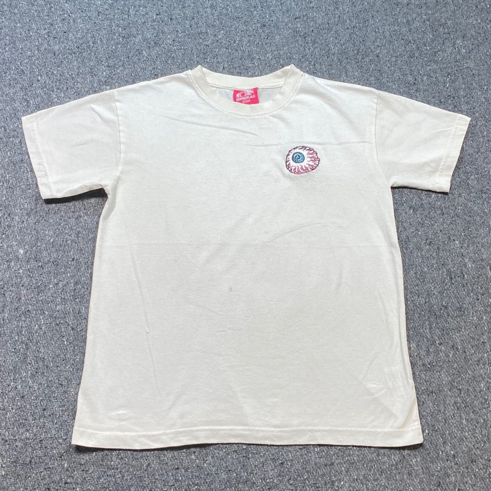 Mishka Keep Watch TShirt Sz M Mens Cream Streetwear Eyeball Embroidered Logo Tee